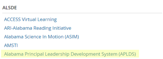 Alabama Principal Leadership Development System Screenshot